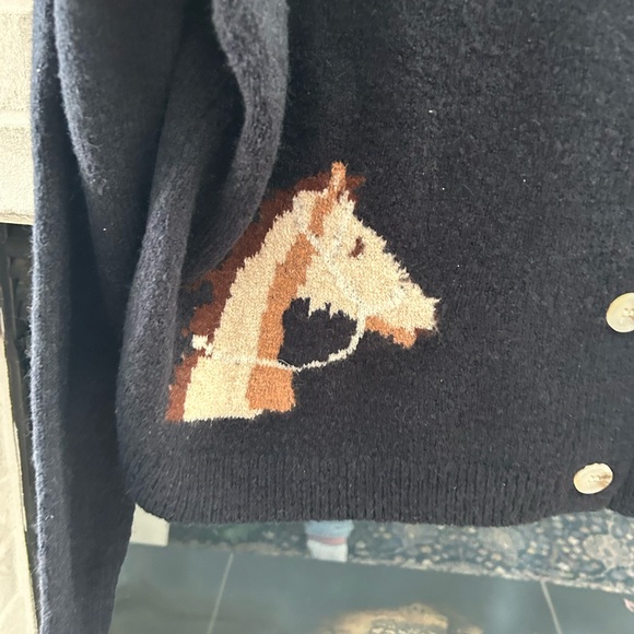 Vigoss Dark Blue Horse Pattern Cardigan novelty print navy blue XL nwt - Picture 3 of 5
